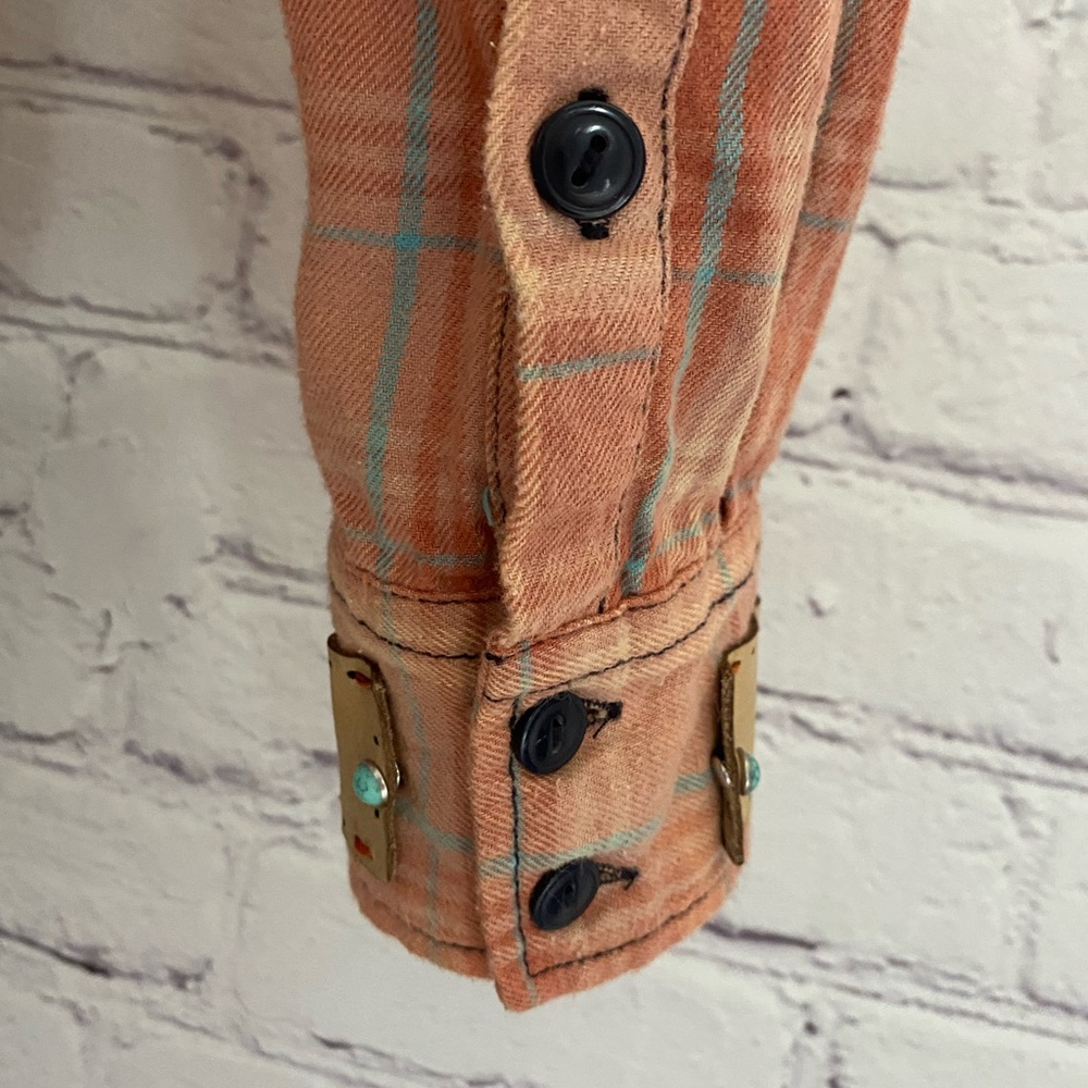 Repurposed Bleach Tie Dyed Rock Band Flannel Shirt Gem